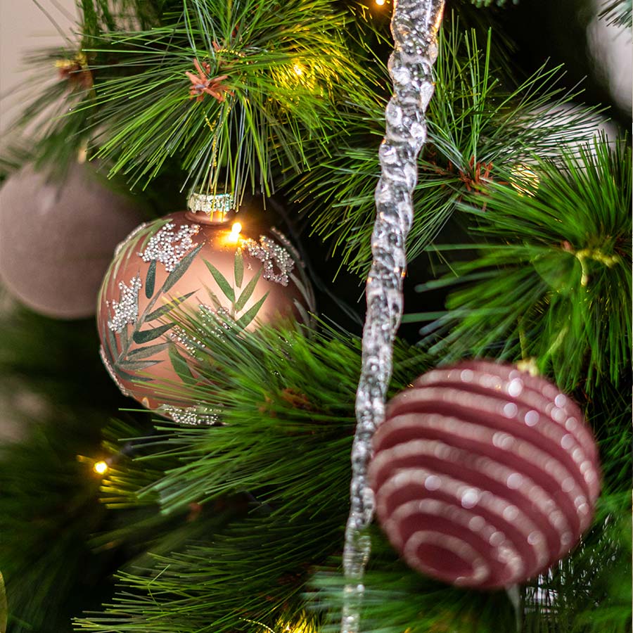 Bola Navidad Marrón Hojas Verdes