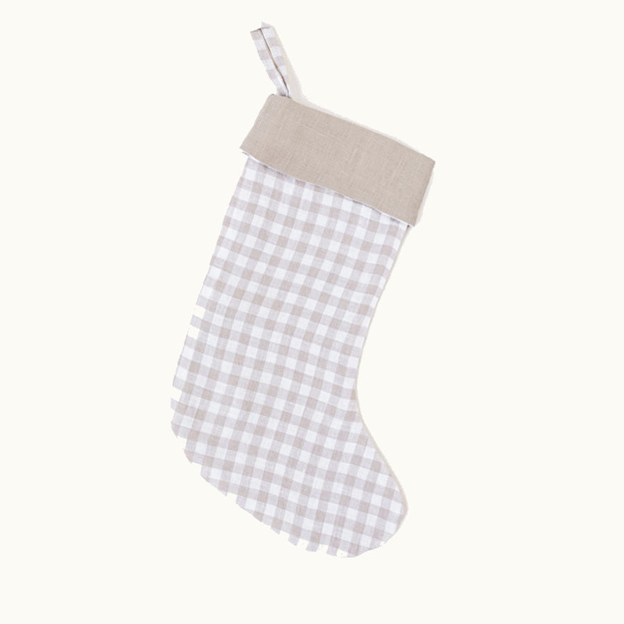 Calcetin Navideño Vichy Beige