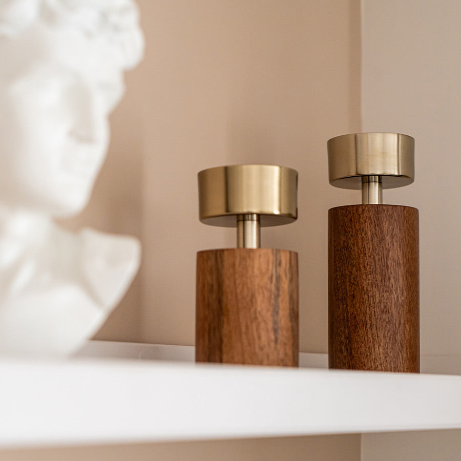 Candelabro Madera y Dorado (Set 2)