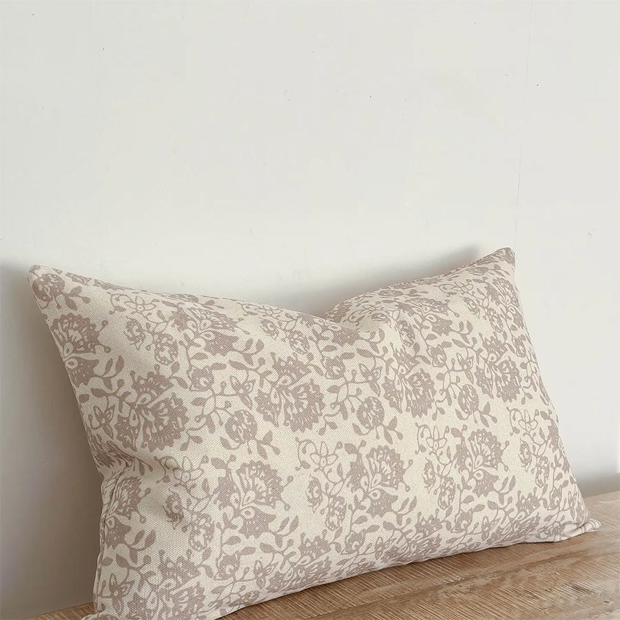 Funda de cojín Flores Beige