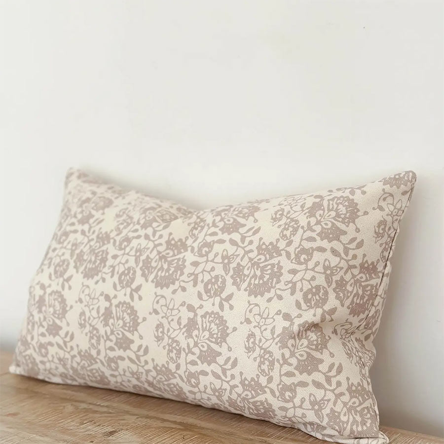 Funda de cojín Flores Beige