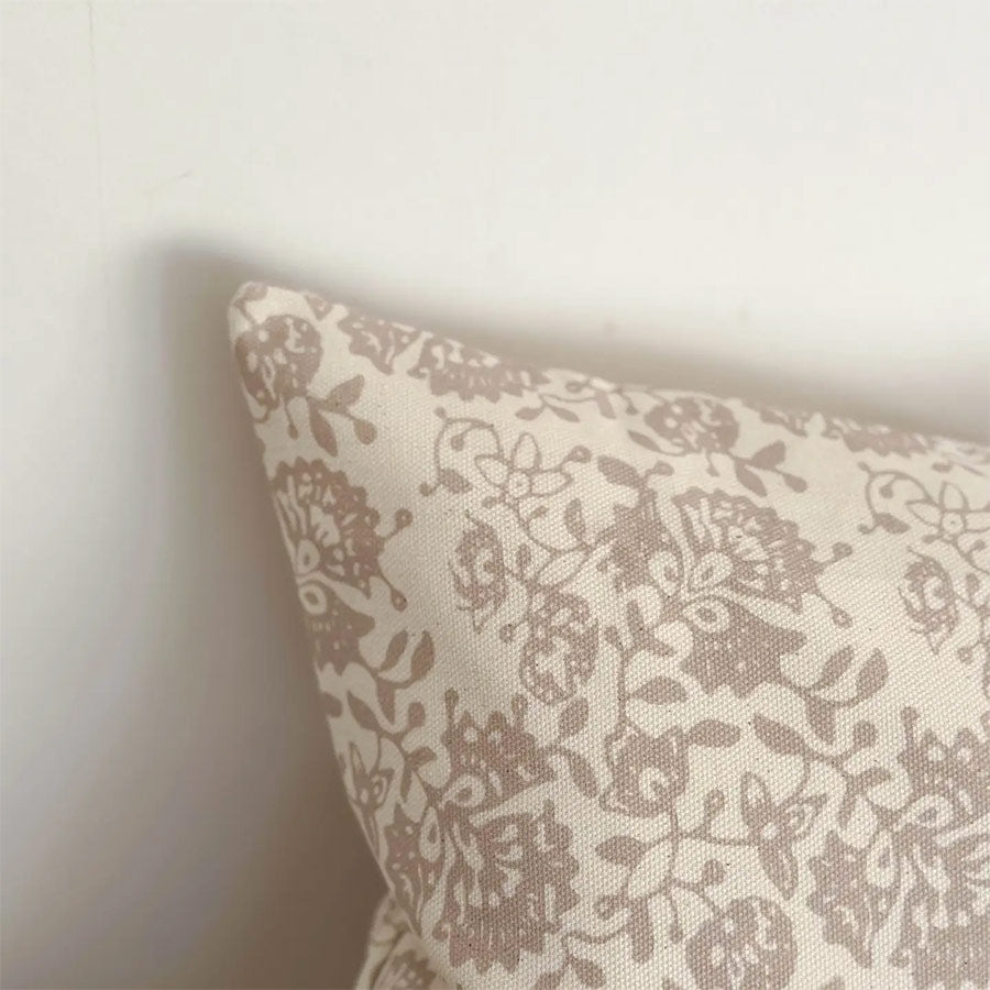 Funda de cojín Flores Beige
