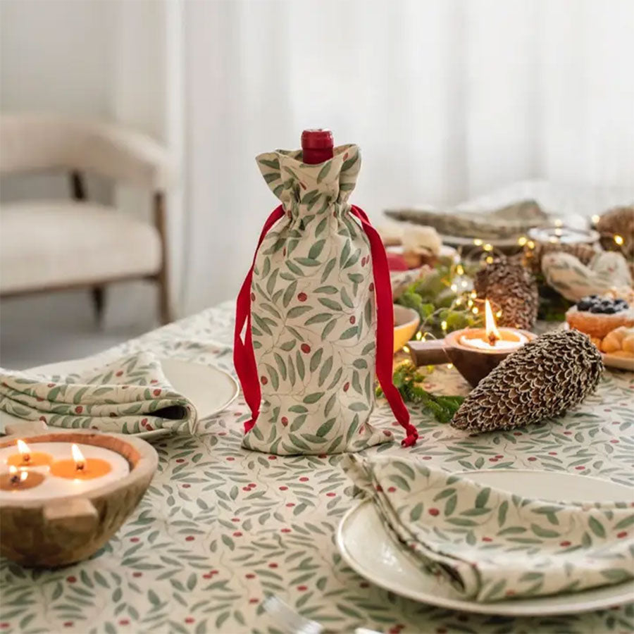 Mantel Navideño Muérdago Lino