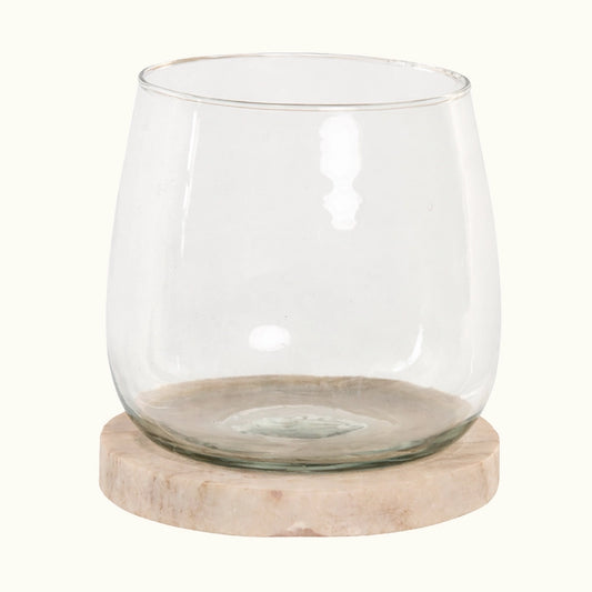Portavela mármol y cristal