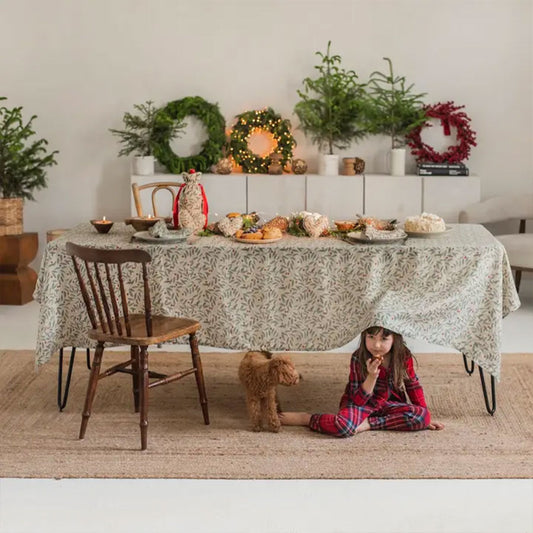 Mantel Navideño Muérdago Lino